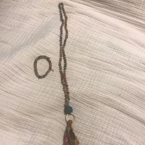World Finds fabric breaded tassel necklace and bracelet